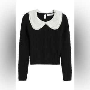 All in Favor Eyelet Peter Pan Collar Sweater